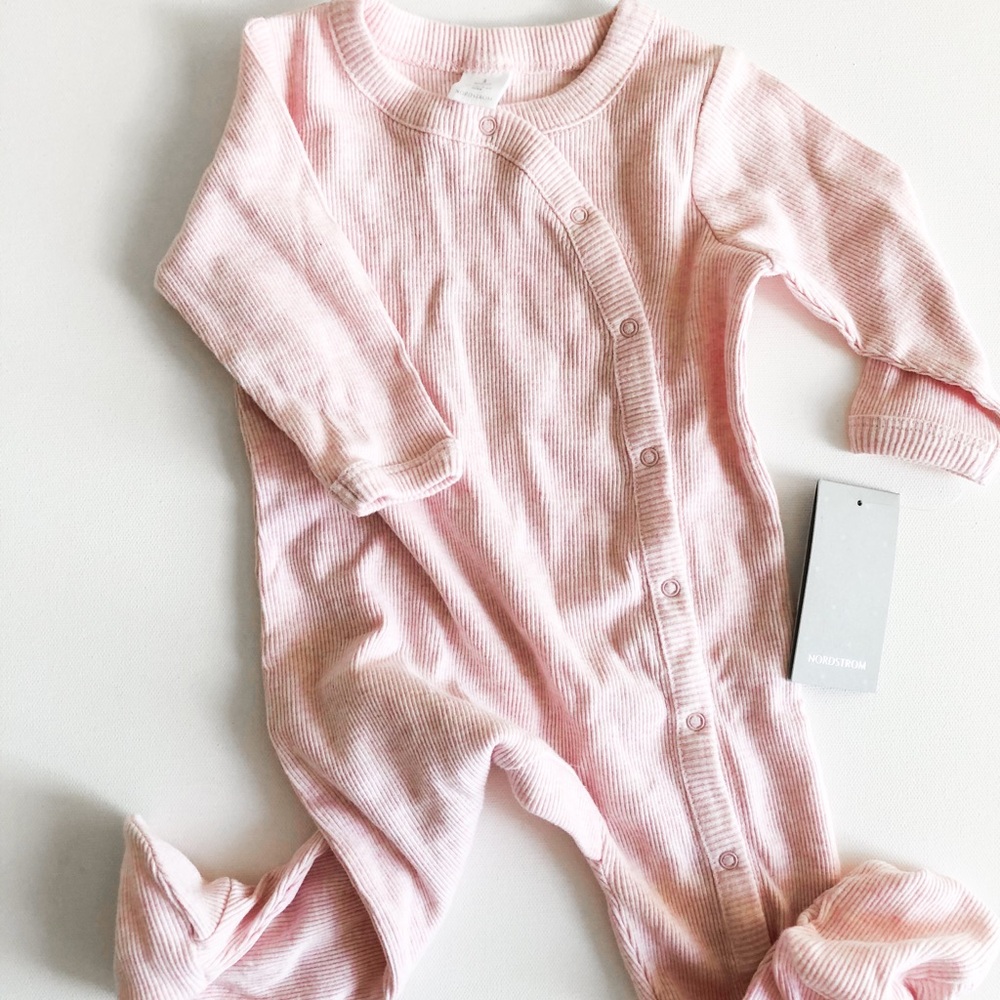Nordstrom Ribbed Footies Pink 0-3 mo - NWT